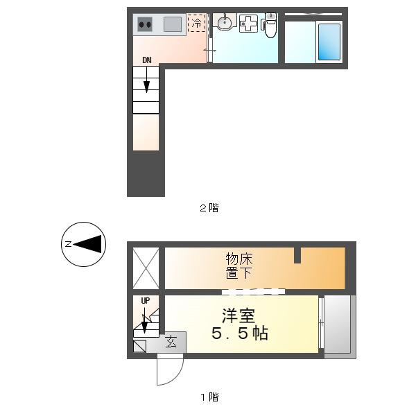TROSS港栄(1K/2階)の間取り写真