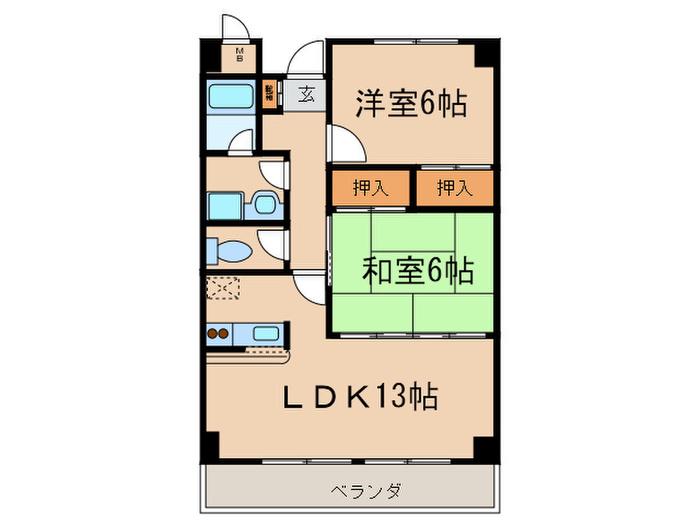 プリーマ北新(2LDK/7階)の間取り写真