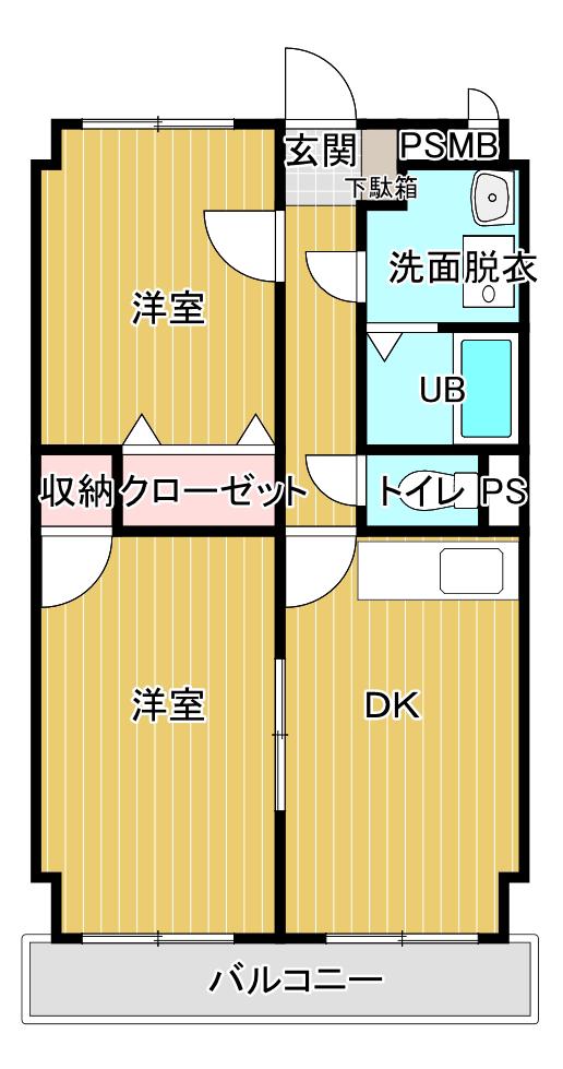 カルディア近藤(2DK/3階)の間取り写真