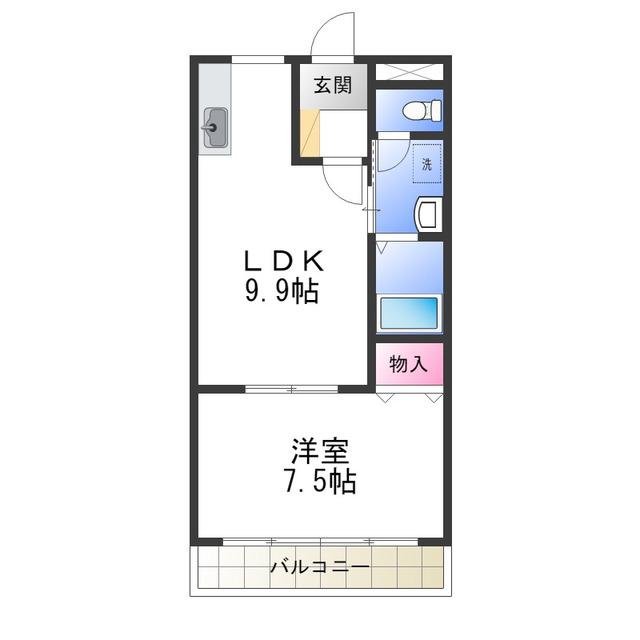 コンフォールふかいのもり(1LDK/3階)の間取り写真