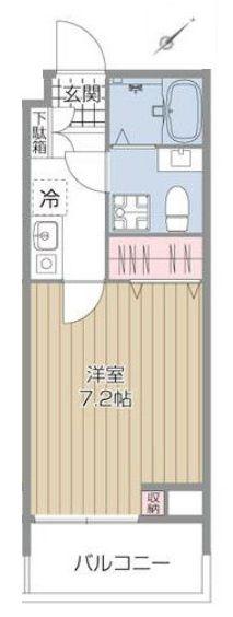 GARDEN HILLS 月島(1K/3階)の間取り写真