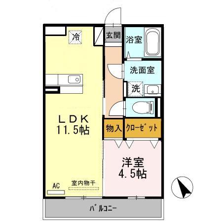 ローゼスポート港町A(1LDK/3階)の間取り写真