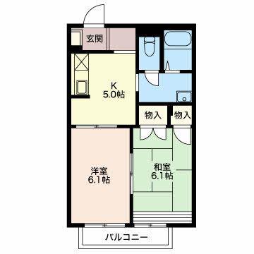 フレグランス馬見塚 2番館(2K/1階)の間取り写真