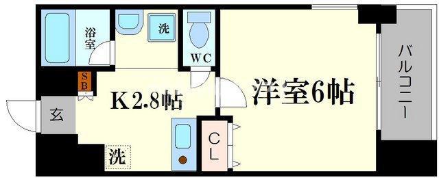 WILLDO難波WI(1K/12階)の間取り写真