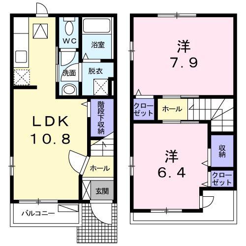 パレ グラシュー A(2LDK/1階)の間取り写真