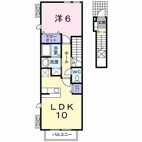 グレース上道B(1LDK/2階)の間取り写真