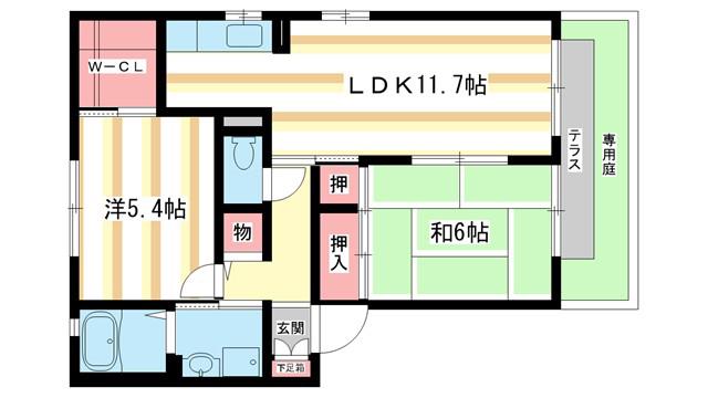 バリュージュA(2LDK/1階)の間取り写真