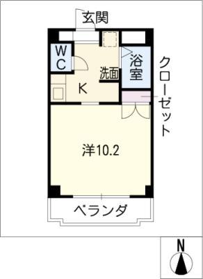 スクエア浄水(1K/4階)の間取り写真