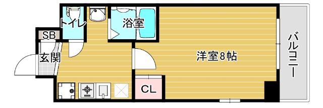 レジデア西本町(1K/10階)の間取り写真