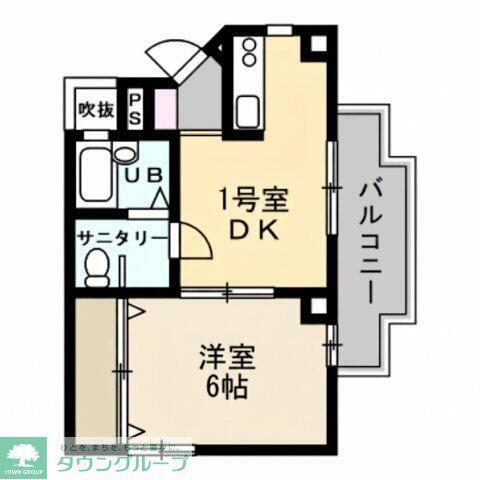 OKURAYAMAHILLS(1DK/2階)の間取り写真