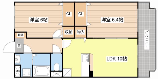 ユーミーEBINUMA(2LDK/1階)の間取り写真