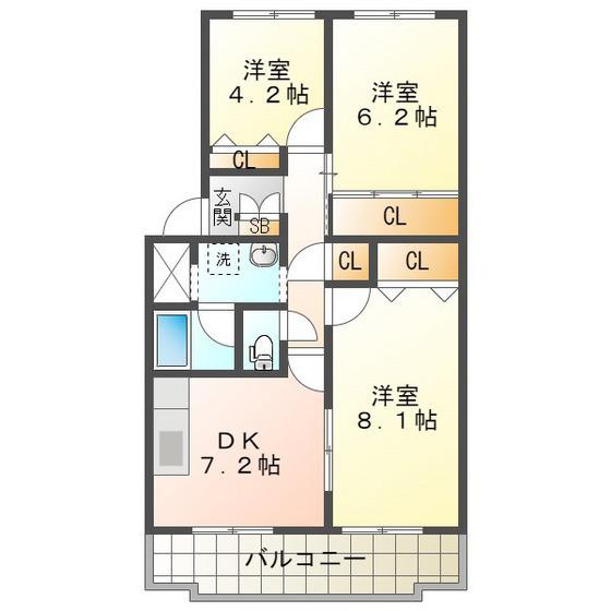 フィオーレ マキ(3DK/1階)の間取り写真
