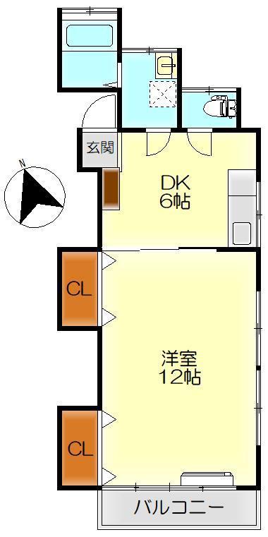山本ビル(1DK/2階)の間取り写真