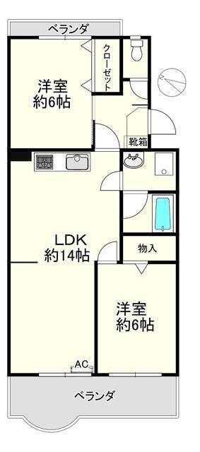 エクセル白井(2LDK/2階)の間取り写真