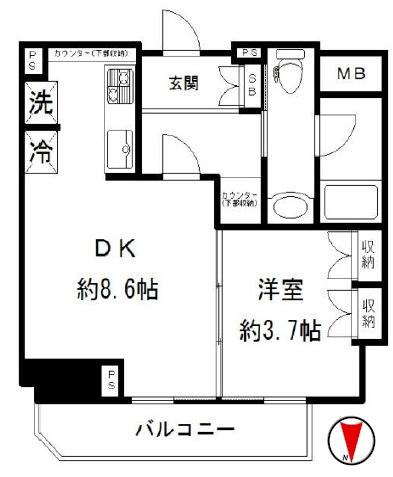 グランスイート神楽坂(1LDK/8階)の間取り写真