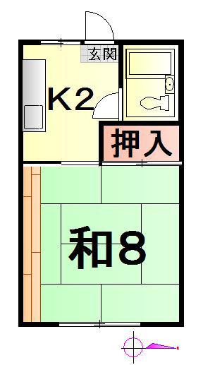 マルナカハイツ(1K/1階)の間取り写真