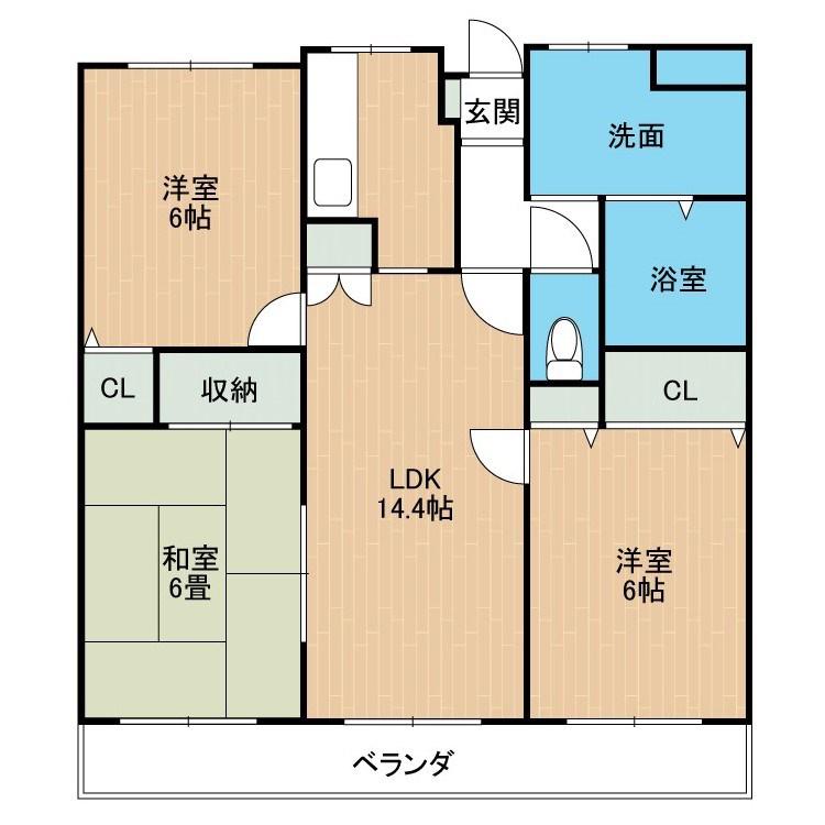アーサー島崎リベックス(3LDK/6階)の間取り写真