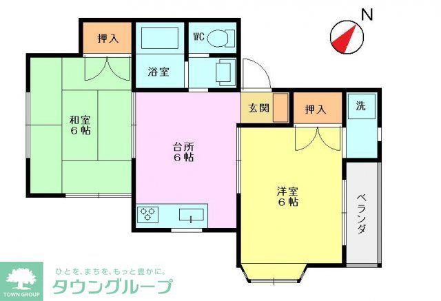 メゾン城南 C棟(2DK/1階)の間取り写真
