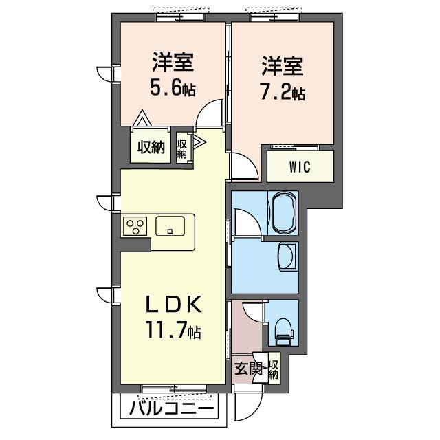 エクセージュ(2LDK/1階)の間取り写真