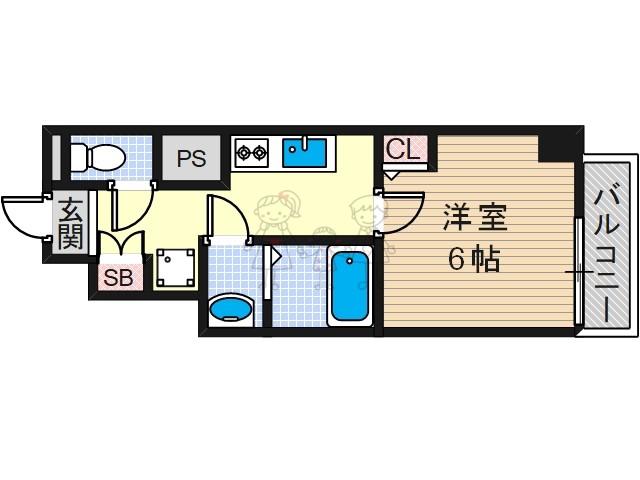 エグゼ阿倍野(1K/3階)の間取り写真