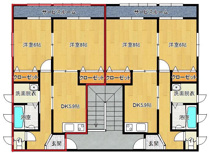 増井アパート A棟(2DK/2階)の間取り写真