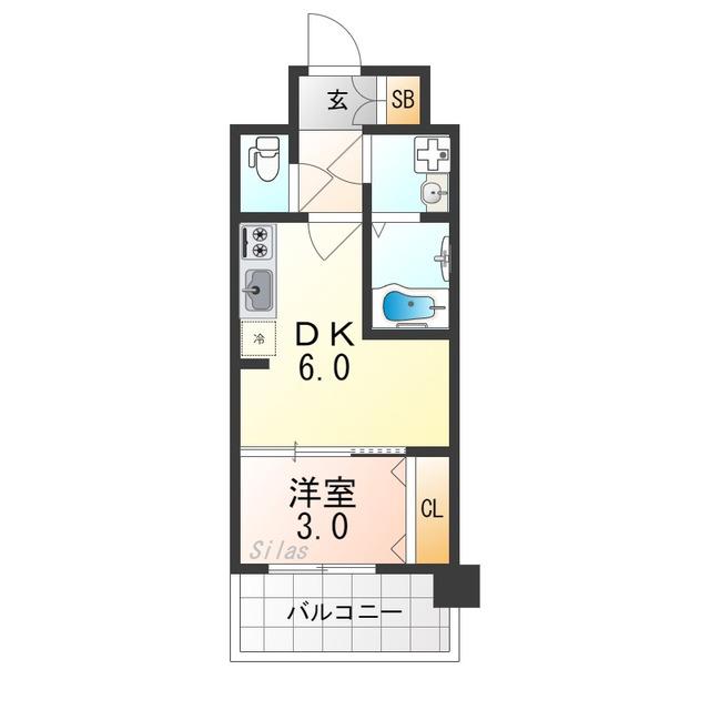 プレサンスTHE KYOTO 新町通(1DK/10階)の間取り写真