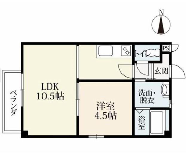 野田アパートII(1LDK/1階)の間取り写真