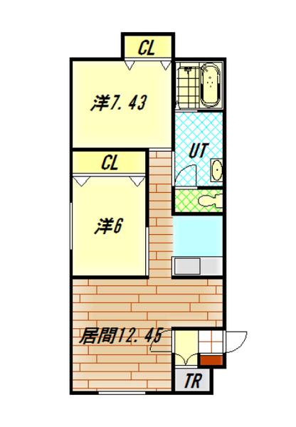 MOWE(2LDK/2階)の間取り写真