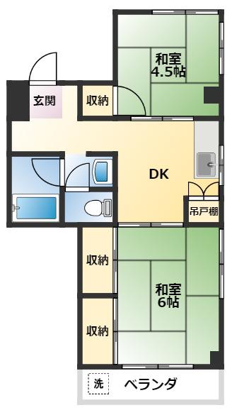 プレジール葛飾宝町(2DK/2階)の間取り写真