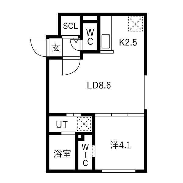 PATIO菊水(1LDK/1階)の間取り写真