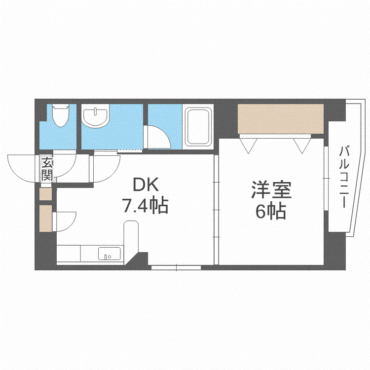メニーズコート西線(1DK/2階)の間取り写真