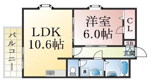 レディースゴールドハイツ(1LDK/2階)の間取り写真
