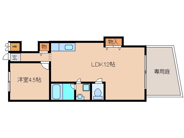 メゾン富雄(1LDK/1階)の間取り写真