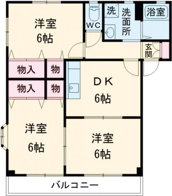 シルフィードC(3DK/1階)の間取り写真