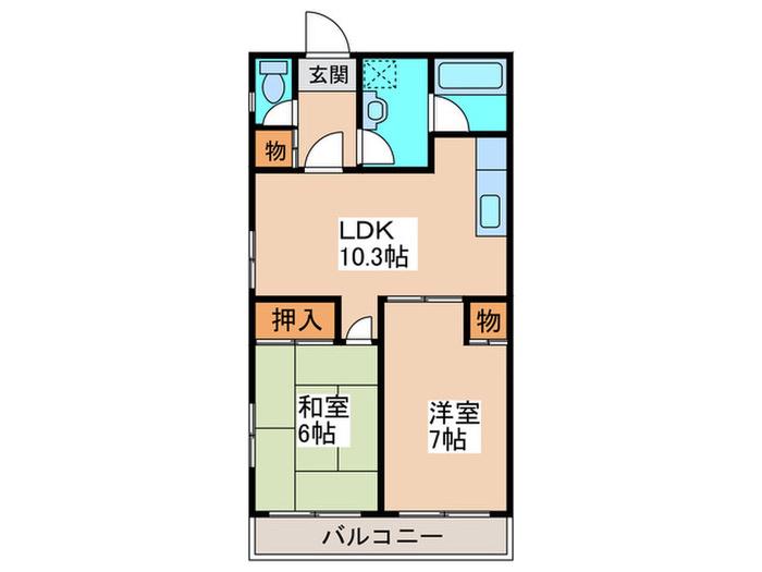 ハイツフローラ(2LDK/3階)の間取り写真