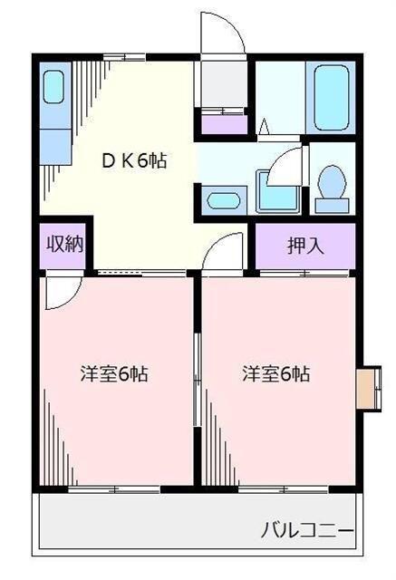 グランドール青葉台(2DK/1階)の間取り写真