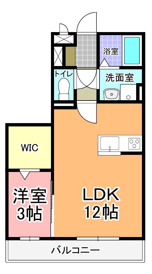 サニーフラットA棟(1LDK/3階)の間取り写真
