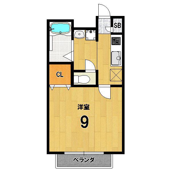 アムール一乗寺II(1K/1階)の間取り写真