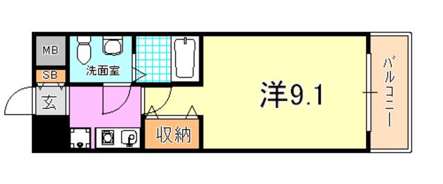 グレンパーク兵庫駅前(1K/6階)の間取り写真