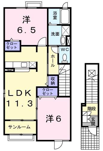 クンパーンII(2LDK/2階)の間取り写真