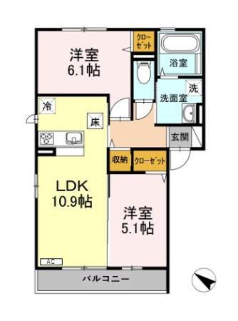 イーストレジデンス(2LDK/1階)の間取り写真
