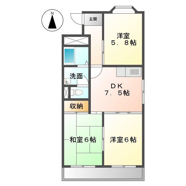 パークサイド小池(3DK/2階)の間取り写真
