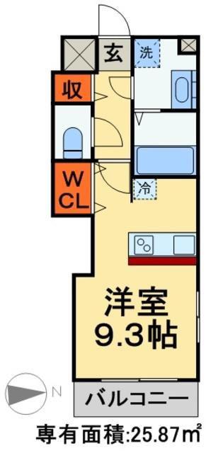 ツリーデン松戸Ⅲ(ワンルーム/4階)の間取り写真