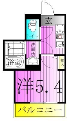 プチトレゾール小菅(1K/2階)の間取り写真