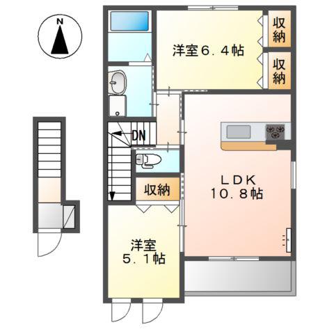 プレシオーザ(2LDK/2階)の間取り写真