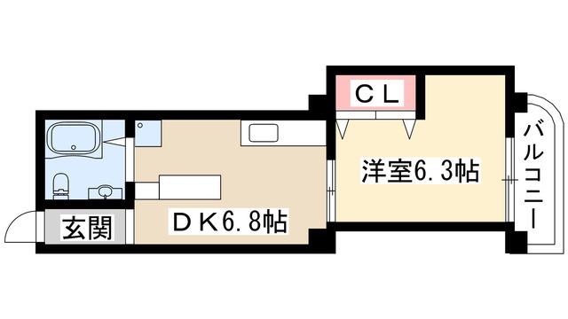 グリーンヒル桐林(1DK/4階)の間取り写真
