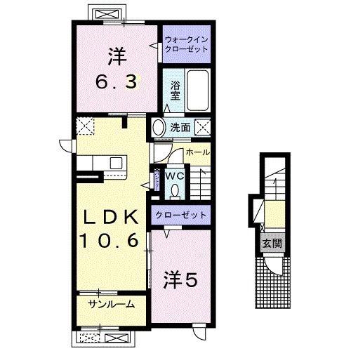 バレーパークIV(2LDK/2階)の間取り写真
