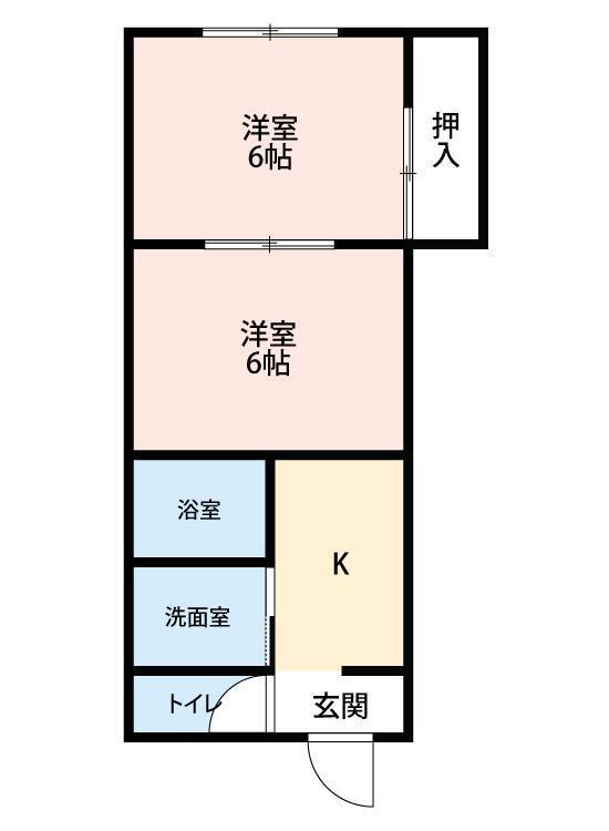 クレール天王(2K/1階)の間取り写真