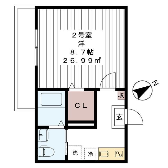 リシェス南流山(1K/2階)の間取り写真