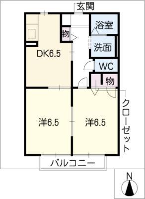 エミネンス A棟(2DK/1階)の間取り写真